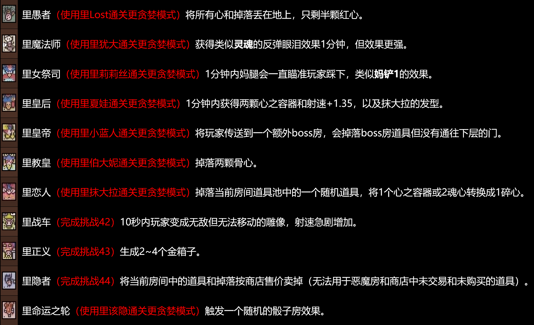 以撒的结合忏悔卡牌图鉴